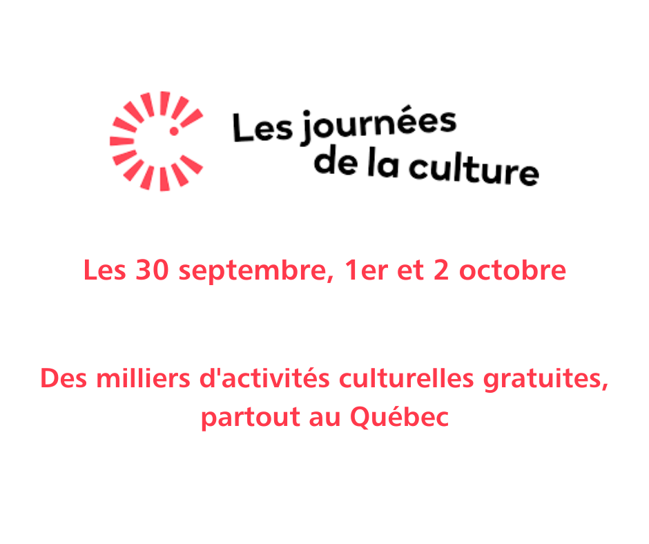 Les 30 septembre, 1er et 2 octobre 2022 se dérouleront les journées de la Culture
