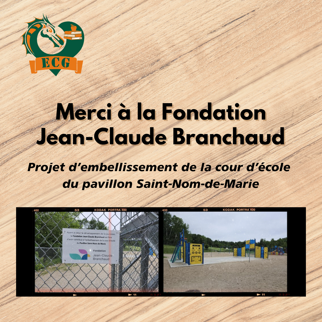 La Fondation Jean-Claude Branchaud soutient l’embellissement  de la cour d’école du pavillon St-Nom-de-Marie