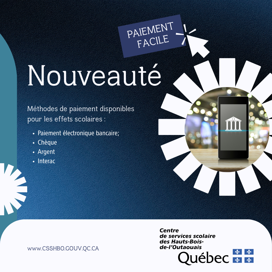 Nouvelles méthodes de paiement pour les effets scolaires | Une nouveauté cette année : paiement électronique bancaire
