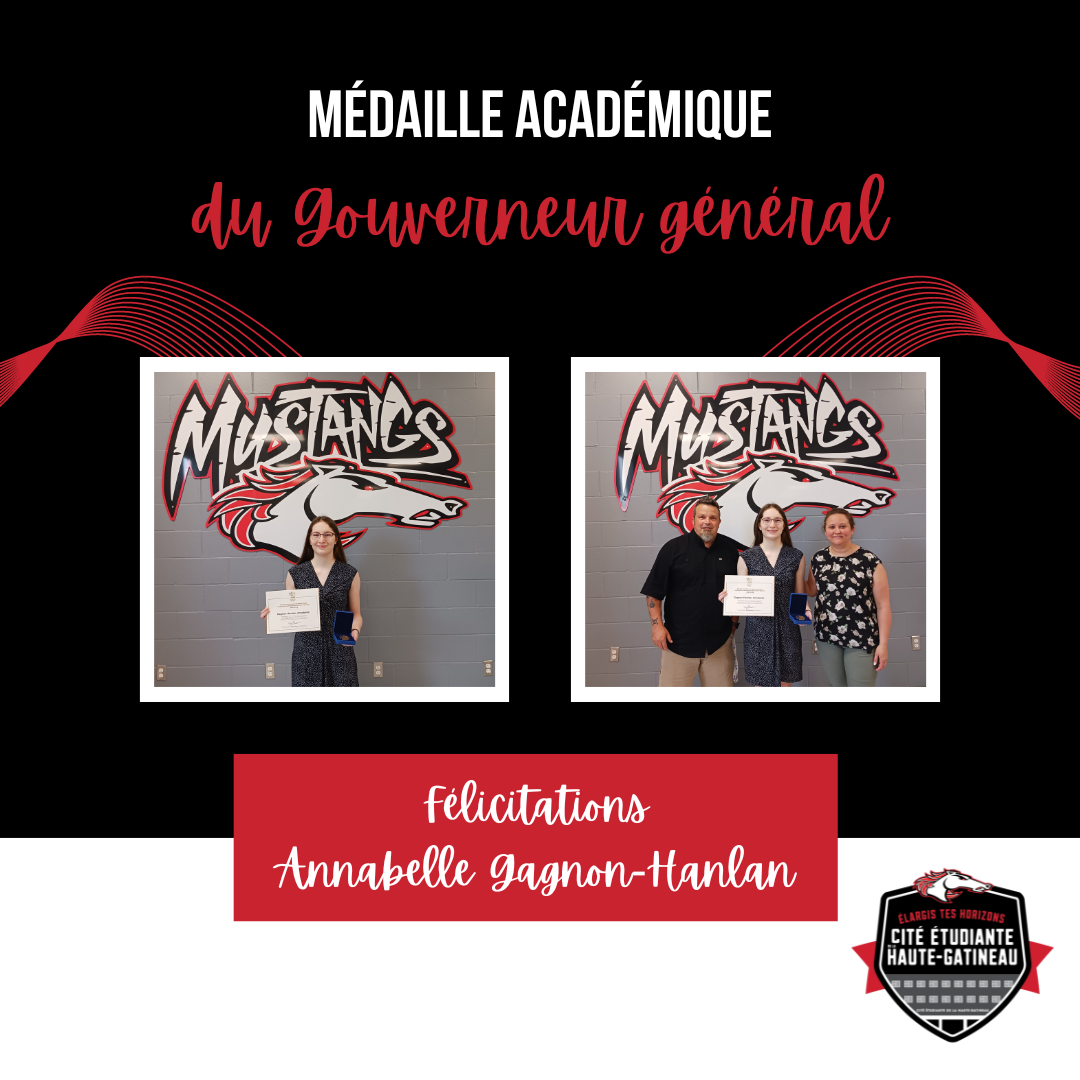 Annabelle Gagnon-Hanlan récipiendaire de la Médaille académique du Gouverneur général