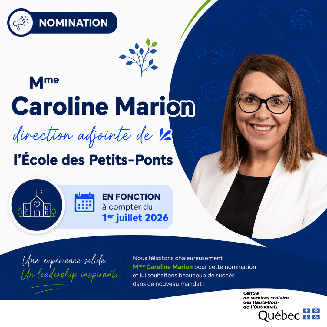 Nomination de Mme Caroline Marion au poste de direction adjointe de l’École des Petits-Ponts