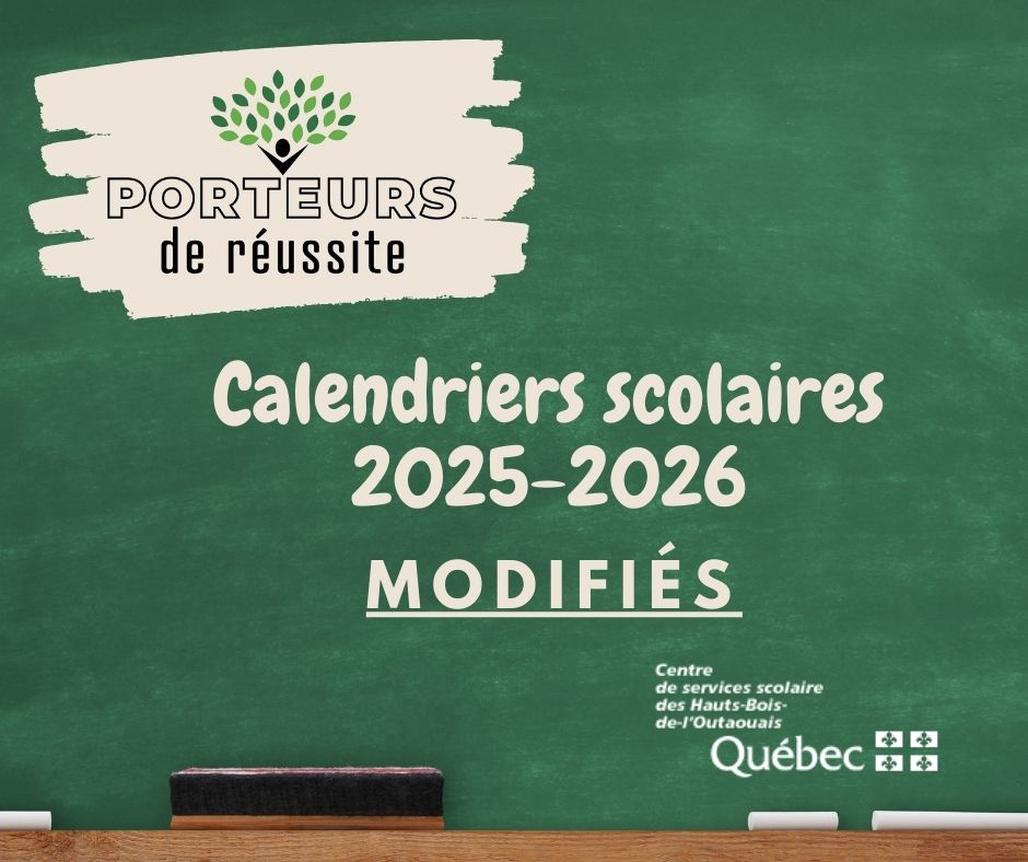 Modifications aux calendriers scolaires 2025-2026