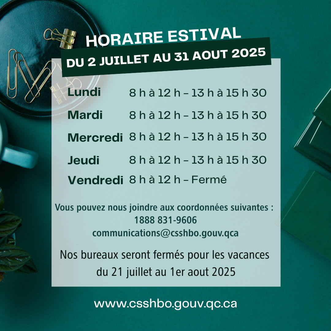 Horaire estival 2025