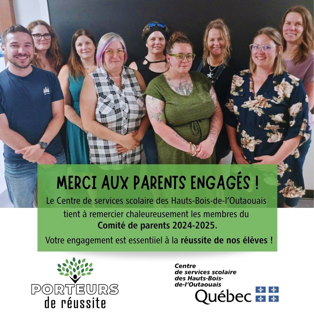 Merci aux parents engagés au Comité de parents 2024-2025