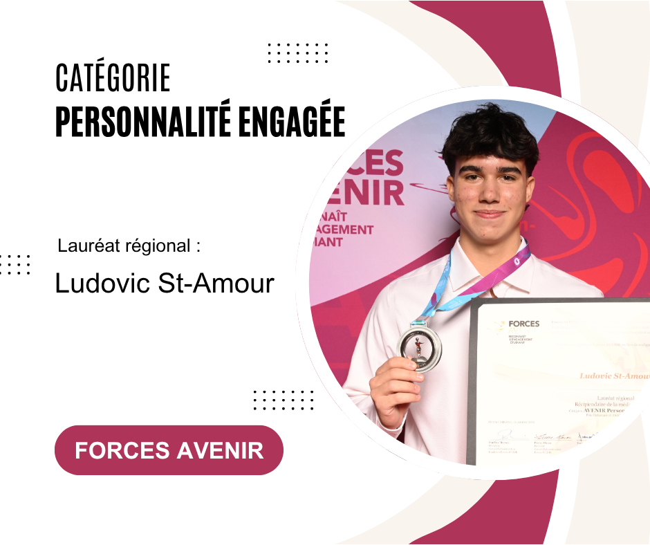 Ludovic St-Amour, ancien élève de la Cité étudiante de la Haute-Gatineau, reçoit la médaille d’argent du programme Forces AVENIR