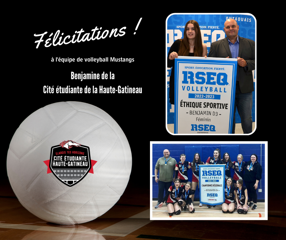 Félicitations à l’équipe de volleyball Mustangs Benjamine de la Cité étudiante de la Haute-Gatineau