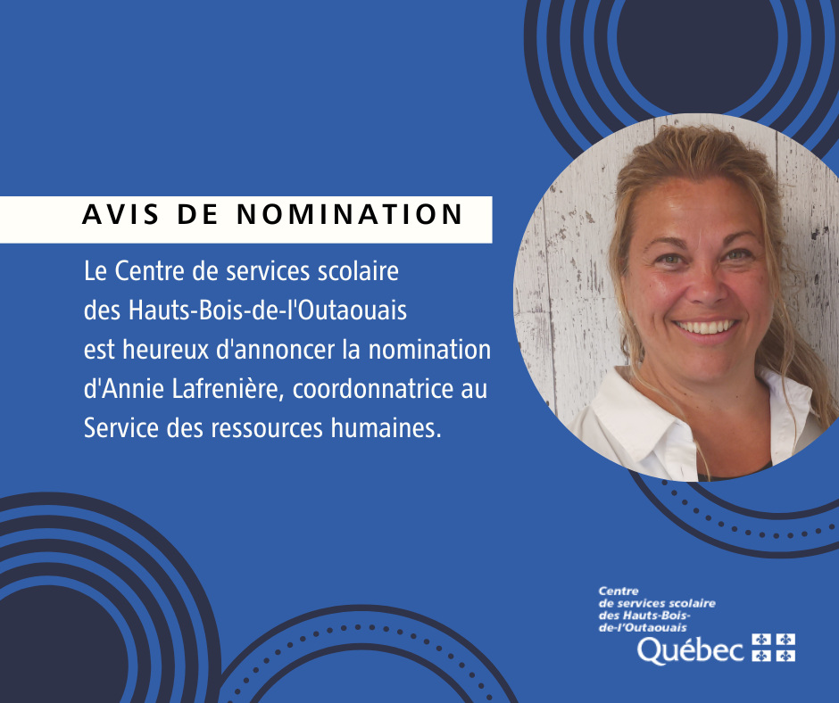 Nomination au poste de coordonnatrice au Service des ressources humaines