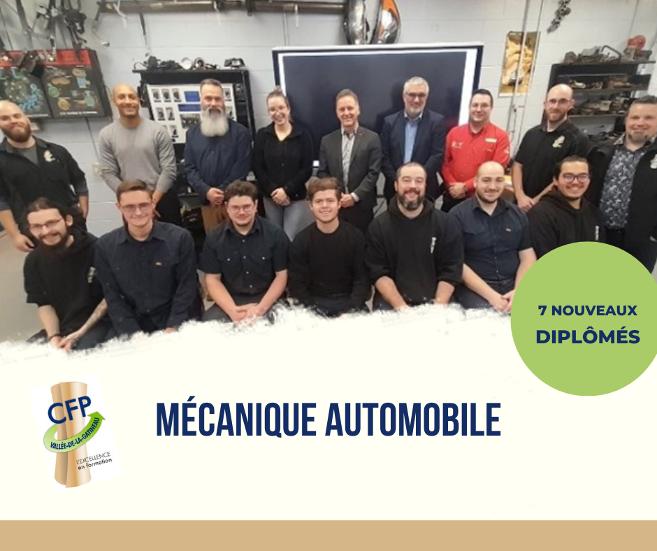 7 nouveaux diplômés en mécanique automobile au Centre de formation professionnelle de la Vallée-de-la-Gatineau