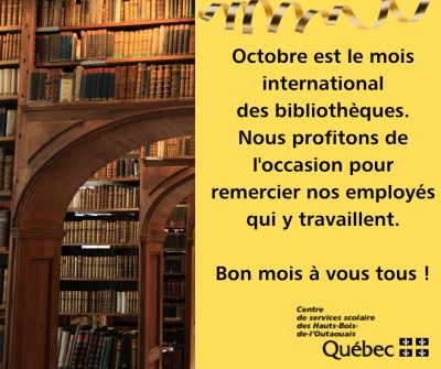 Octobre est le mois international des bibliothèques canadiennes