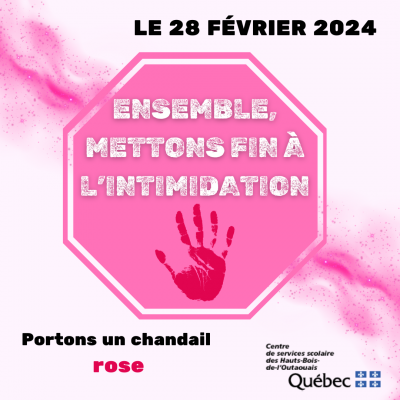 Le 28 février, Journée du chandail rose contre l'intimidation