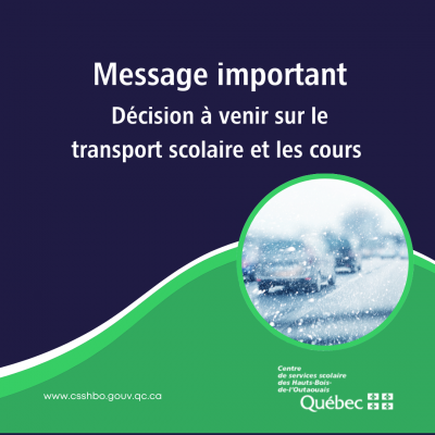 🌨️ Avis important – Décision à venir sur le transport scolaire et les cours 🌨️