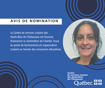 Nomination de Chantal Tassé au poste de technicienne en organisation scolaire