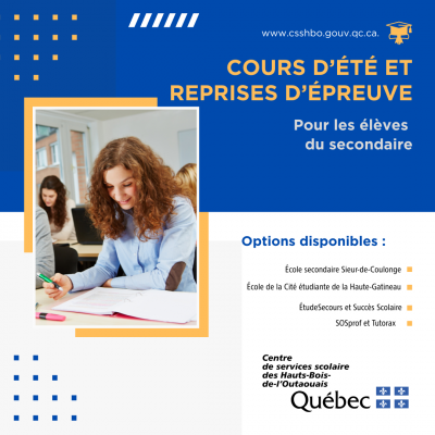Offre de cours d’été et de reprises pour les élèves du secondaire