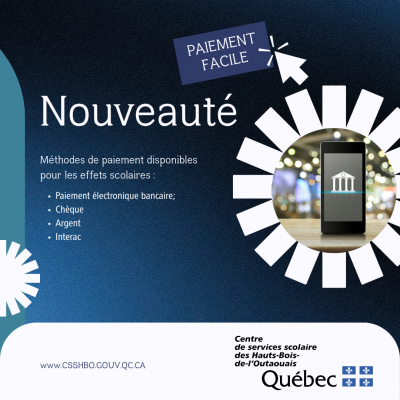 Nouvelles méthodes de paiement pour les effets scolaires | Une nouveauté cette année : paiement électronique bancaire