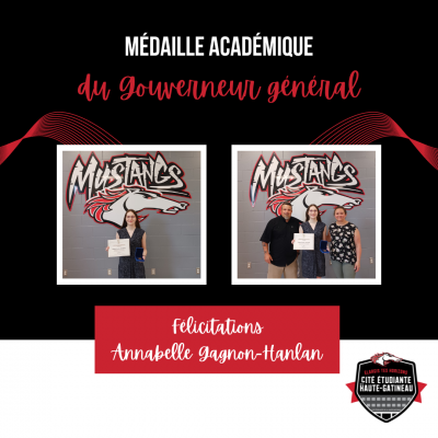 Annabelle Gagnon-Hanlan récipiendaire de la Médaille académique du Gouverneur général