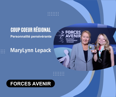 MaryLynn Lepack reçoit le prix Coup de cœur du pôle Outaouais et Abitibi-Témiscamingue au gala Forces AVENIR