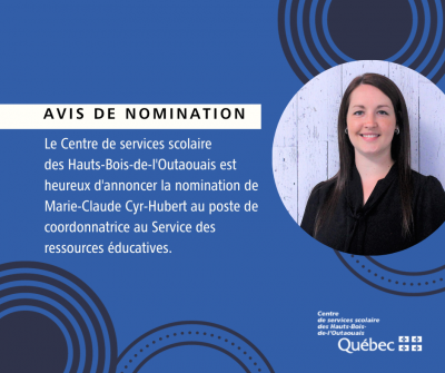 Nomination d’une coordonnatrice au Service des ressources éducatives