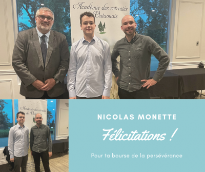 FÉLICITATIONS : Nicolas Monette récipiendaire d’une bourse de 500 $