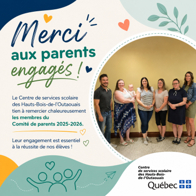 Le Centre de services scolaire remercie les parents engagés du comité de parents 2025-2026