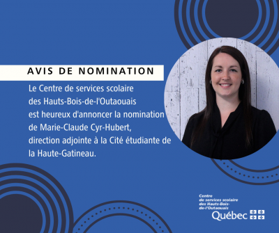 Nomination d’une direction adjointe à la Cité étudiante de la Haute-Gatineau