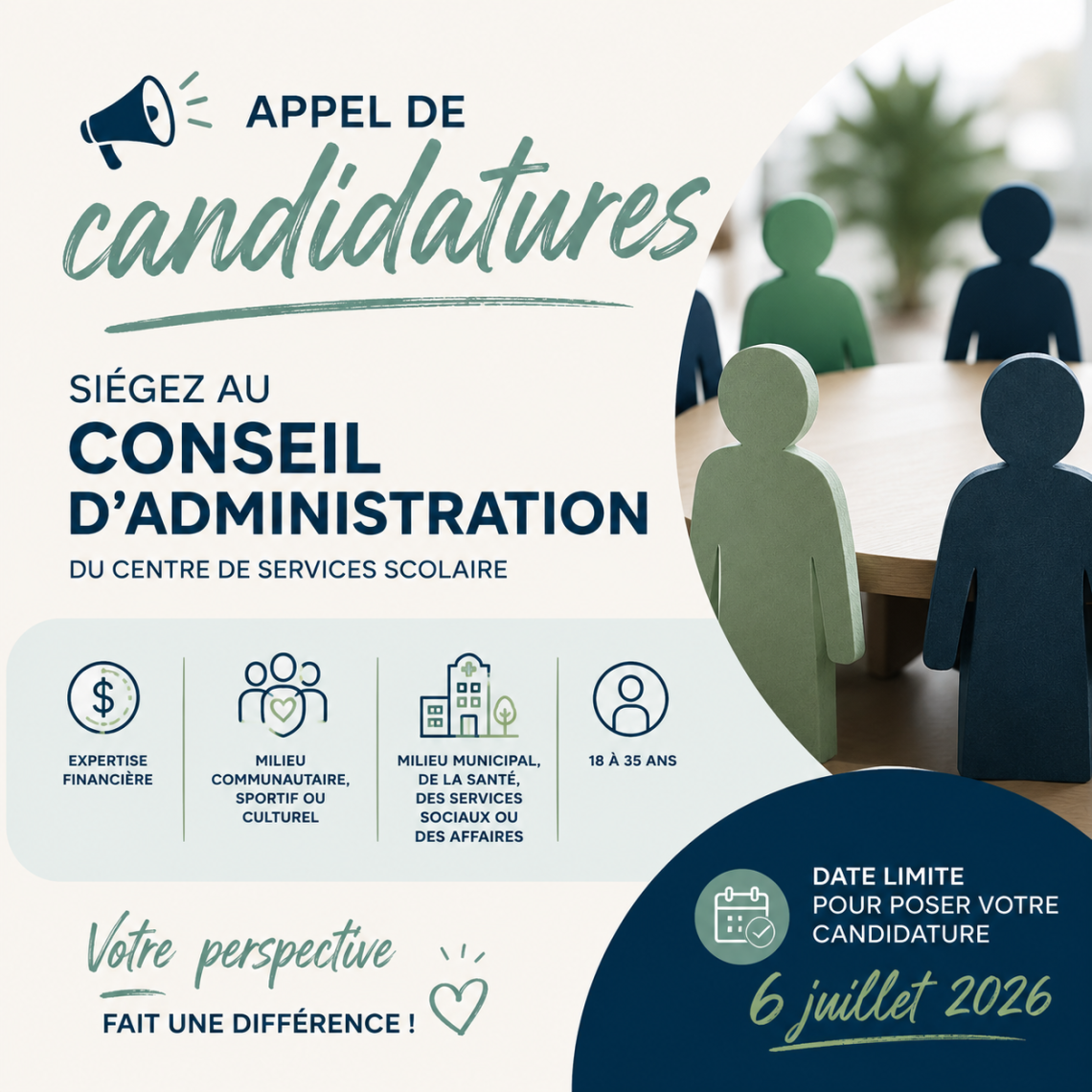 Appel de candidatures – Joignez le conseil d'administration du Centre de services scolaire des Hauts-Bois-de-l'Outaouais