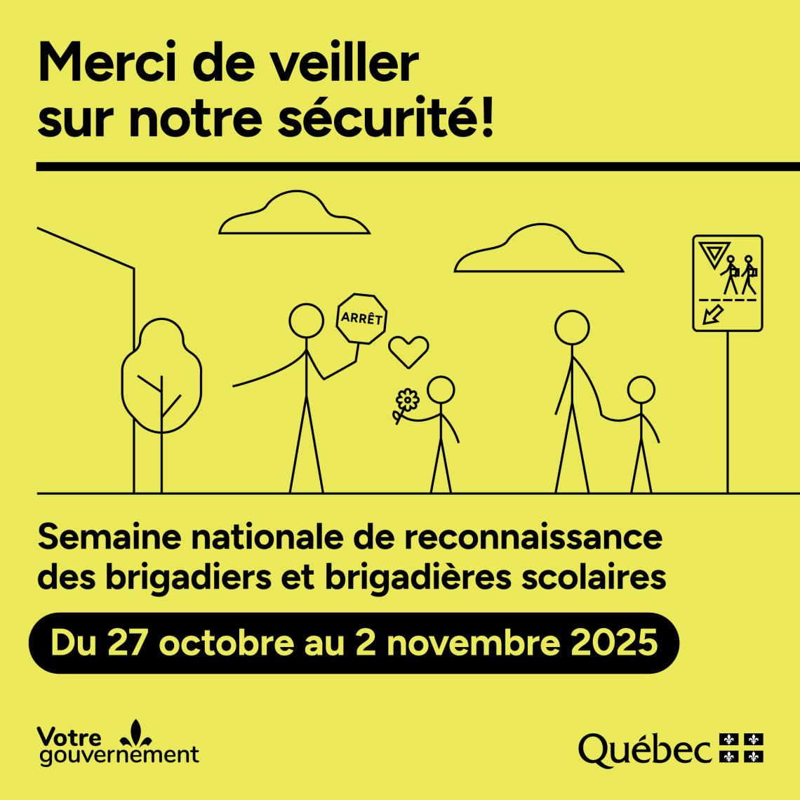 Du 27 octobre au 2 novembre 2025 : Célébrons la Semaine nationale de reconnaissance des brigadiers et brigadières scolaires